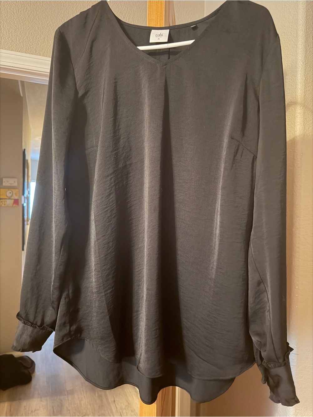 CAbi Black Long-Sleeve V-Neck Blouse